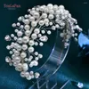 Headpieces TOPQUEEN Handmade Head Accessories For Wedding Pearl Hair Hoop Girls Headdress Rhinestone Bride Party HP643