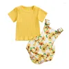 Roupas conjuntos de roupas roupas infantis roupas de menina de bebê de manga curta t camisetas de girassol macacão macacão macacão roupas de verão