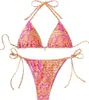 Bikini da donna Set di costumi da bagno ad alta vita da bagno a due pezzi Swimsuit Stampato Sexy Triangle Spice Girl senza schienale