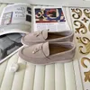 Designers Suede Loafers Moccasins Aprikos äkta läder lyxiga män Casual British-inspirerade vintage lägenheter par klänningsko