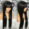 Wigs Straight Human Hair Wig With Bangs Brazilian Wigs On Sale Cheap Fringe Wig 30 Inch Full Machine Made Wig For Women Short Bob Wig