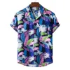 2021 Spring/Summer New Floral Men's Slim Fit kortärmad skjorta lapptäcke för män