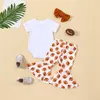 Kläduppsättningar Småbarn Baby Girl Baseball Outfit Let S Spela Ball Short Sleeve T Shirt Tops Bell Bottoms Set Fashion Summer Clothes