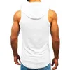 Heren tanktops heren hoodie tanktop gym training hoodie mouwloze fitness spier gesneden pocket t-shirtl2404