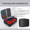 Storage Bags Waterproof File Organizer Fireproof Document Bag With Password Lock 3-layer Case For Home Travel Certificates