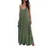 Womens Spring And Summer Elegant Solid Color Strap Dress