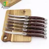 Knives 6pcs Stainless Steel Dinner Knife Set Full Tang Table Serrated Wooden Handle Steak