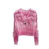 Damskie Krzyki Tees Designer MIU Home V-Neck Gradient Gradient Pink Cardigan Sweet Age Reducing Płaszcz 2023 Nowy jesień/zima F3WI