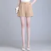 Женские шорты Женщины летняя корейская мода с твердым цветом ледяной клочки с высокой талией Шорты для ног Женская одежда. Сексуальные шорты для всех матчей D240426