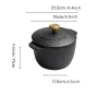 Ustensiles Rice Casserole en fonte Cuideur de riz 16 cm Black Dutch Four Pot applicable pour cuire le riz et cuire Ustensiles de cuisson 1,5 Quart