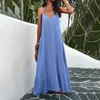 Womens Spring And Summer Elegant Solid Color Strap Dress