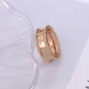 Brand Jewelry Original V Gold Gold plaqué 18k High Version Mijin Clover Kaleidoscope Signature Ring Personnalisé