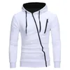 Sweatshirts Mens Hoodies Sweatshirts Leisure mens hooded sweatshirt diagonal zippered jacket spring and autumn trend custom street clothing 240425