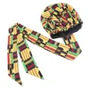 Bandanas Durag African Satined Satin Hat For Damska Nocna kapelusz Sleep Hat Długość wstążki Podwójna warstwy nakrycia głowy Dorosły Dorosłe do włosów Clip 240426