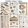 Tattoo Transfer Sexy Sun Moon Star Temporary Tattoo Women Party Body Arm Art Fake Flash Tatoos Gold Metallic Tattoo Stickers Girl Bracelet Wrist 240427