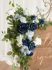 Dekorative Blumen D-seven künstlicher Schaum 25/50pcs Marineblau Petite Avalanche Rose mit Stamm für DIY Hochzeitsblumen Herzstück Kuchendekoration