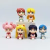 Действие игрушек фигуры Q Версия Sailor Moon Animation Kawaii Sailor Mars Jupiter Mercury Venus Picture Pvc Series Childrens Model Doll Toyl2403