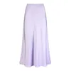 Юбки A-Line Плиссированные долгие летние женщины 2024 Корейская юбка уличная одежда эластичная талия твердое элегантное атласное платье для женщин