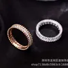 Designer brand V Gold Van selling Ten Thousand Flowers Beaded Edge Diamond Couple Ring Thick Plated 18k Personalized Index Finger Jewelry with logo