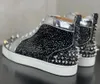 Casual Shoes Men's Luxury High Top Spiked Sneakers Women's Red Soled Prom Sequined