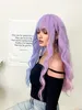 Influencer di capelli finti femminili grandi onde lunghe capelli ricci a doppio colore moda halloween show copricapo.