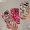 Cell Phone Cases Luxury galvanized creased wave curled edge phone case for iPhone 15 11 12 13 14 Pro Max 3D Unevenness soft camera protective cover J240509