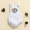 Rompers dames mouwloze jumpsuit met bloem geborduurde onderste knop verstelbare schouderband baby zomer kledingl24f
