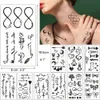 Trasferimento tatuaggio 30 fogli impermeabili neri piccoli tatuaggi piume donne donne arte manuale arte disegno temporaneo tatuaggi adesivi da tatuaggio per le dita parole tatto 240426