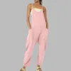 Dungarees de macacão de pescoço feminino Bolsos de calças folgadas traje de macacão de macacão Romper Plus Size 240420