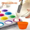 Moules 12pcs / Set Silicone Cake Moule de gâteau de bricolage Round outils de décoration de gâteau de bricolage Cupcake Moules de boulangerie Cuisine Cuisine de cuisson