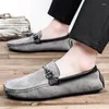 Casual Shoes for Man 2024 Loafers Men's Basic Beanie Flats Man Metal Decoration Flat Heel Slip On Soft Bottom