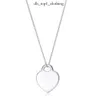 Tiffanyjewelry Sterling ketting hanger vrouwelijke sieraden voortreffelijke officiële klassieker en co -ketting blauwe hartkwaliteit ontwerper Tiffanybead ketting 302