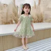 Vestidos de menina vestido infantil colarinho de boneca impressão floral