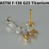 Stud 1PC CZ G23 Solid Titanium Chrząstka Kolczyki Stunie 16G Wewnętrznie gwintowany cyrkon Flowon Helisa Uszy Tragus Biżuteria D240426