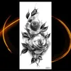 Transfert de tatouage noir Rose Fleur de rose Tatouages temporaires pour femmes adultes fille pivoine réaliste