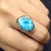 Pierścienie klastra CSJ Naturalne Larimar Sterling 10K Gold z 10ct Fine Biżuter