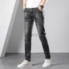 Men's Jeans Spring and Autumn New Men's Jeans Fashion Trend Elastic Slim Fit Small Feet Pants Youth Jeans Black Grey Pants Plus Size Pants