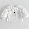 Kledingsets Kinderen Babymeisjes Koreaanse stijlen Spring Set Teuter Big Collar Princess White Blouse Children Solid Cotton Bloomers Shorts