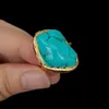 Big Blue Turquoise Rings Fashion Gold Plated Stone Ring 240416