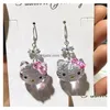 Bracelets de charme S925 Sier Crystal autrichien Beau chat chat chat mignon chat lien girl girls girls coullaces coullares boucles d'oreilles perles accélération dhmu2