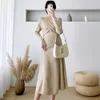 Maternity Dresses Pregnant Womens Dress 2023 Autumn/Winter New Knitted Long sleeved Fashion Wide V-neck Mid length Q240427