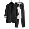 2023 Spring Plus Size Korean Elegant Womens Suit Female Blazer Leisure Pants Tweed Jacket Three Piece Set 240426