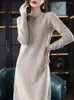 Casual Dresses Sparil Merino Wool Cashmere Sticked Dress for Women Winter/ Autumn O-Neck Female Long Style Jumpers