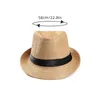 Bérets Summer Jazz Straw Hat For Women Men Couleur solide Cowboy respirant Trilby Outdoor Holiday Travel Beach Sunrsreen Panama Caps