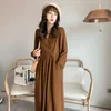 Abiti di maternità Abiti da donna in gravidanza 2022 Nuove maniche lunghe a V-Neck Long Vintage Versidos di alta qualità Q240427