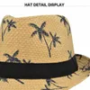 Berets Wholesale Summer 2024 Short Brim Fedoras Panama Beach Straw Jazz Hat Coconut Tree Sun Men Women Sunhat Chapeau Paille