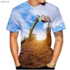 T-shirts voor heren Creative Mens Engineering Voertuig Excavator Patroon Drukt T-shirt Modieuze 3D-printen O-Neck Korte mouwen Fun en comfortabele topxw