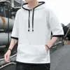 Sommer dünner Hoodie, Kurzarm-Herren-T-Shirt für Kapuze, halb Ärmeln, koreanische Version, trendige Teenager-Jungen, 5-Zoll-Hülle, Trendy Brand Instagram