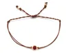 Bracelets de charme assez mignon mignon vin minuscule rouge rouge cubique zircone en laiton bracelet ajusté femme fille 2024 Fashion Brown Waxe String Bijoux