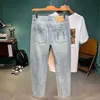 Jeans masculin jeans jeans déchiré à la mode pantalon rétro droit nostalgique Blue High Street Loose Fit